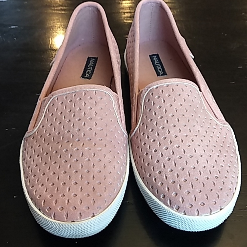 Nautica pink suede slip on sneakers